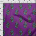 thumbnail image 2 of oneOone Viscose Jersey Fabric Leaves & Floral Block Printed Craft Fabric BTY 60 Inch Wide, 2 of 6