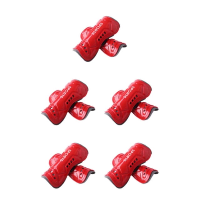 maskred Genouillère pour Adulte Confortable et Prévention des Blessures Protection Sportive Manchons de Jambe Ajustables Ado Rouge Ensemble de 5
