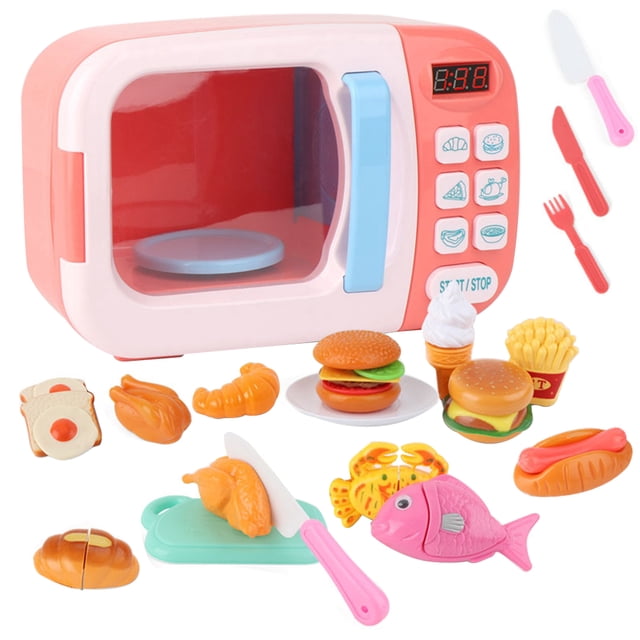 Ensemble de Jeu Micro-Ondes pour Enfants 31 Pcs, Jouet de Cuisine Interactif Réaliste pour Jeu d'Imitation