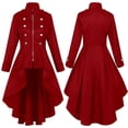 thumbnail image 1 of MeetoTime Women's Tuxedo Gothic Tailcoat Jacket Front Zipper Up Long Trench Cosplay Coat Renaissance Medieval, 1 of 2