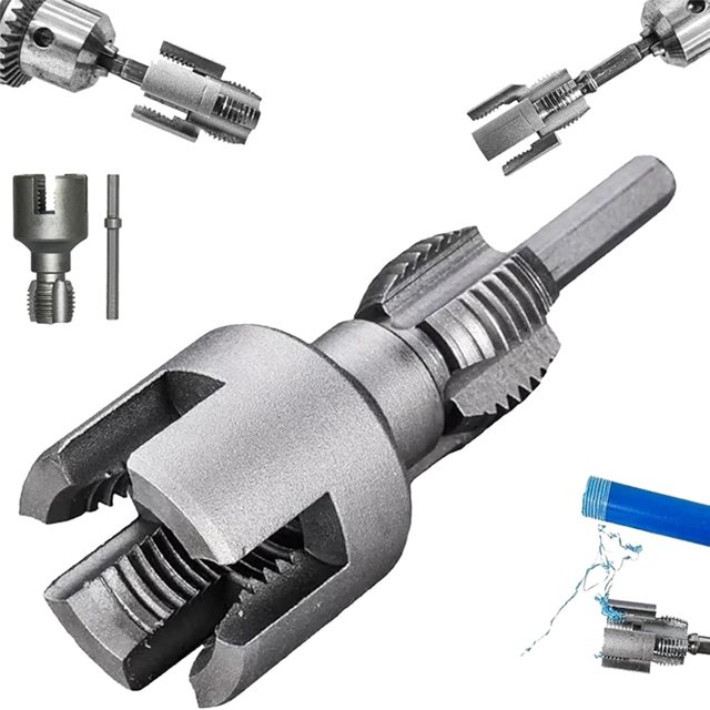 HeeHom Outil de Filetage de Tuyaux Double Taille 2025 pour Tuyaux PVC/PPR – Coupe-Fil Interne et Externe 1/2 Pouces & 3/4 Pouces, Kit Compatible Perceuse Électrique pour Réparations de Plomberie & Projets DIY