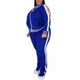 thumbnail image 3 of MAWCLOS Women Plus Size Slim Leg Sweatsuits Running Long Sleeve Jacket+Sweatpants Blue XXXXXL, 3 of 5