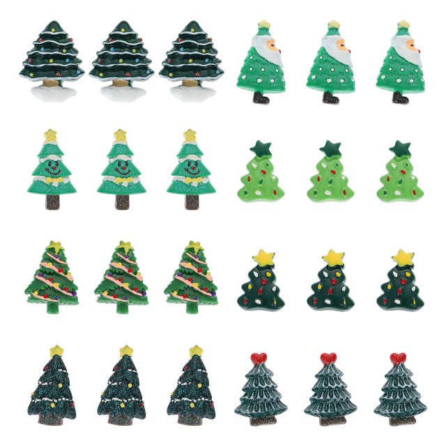 24pcs Phone Case Cabochons Christmas Flat Back Charms Christmas Tree Cabochons