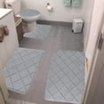 thumbnail image 1 of 4 Piece Bathroom Rug Set with Non Slip Foam Cushioned Mats,Water Absorbent and Machine Washable,Soft Velvet Fleece for Bathtub and Toilet,Home Decor, 1 of 7