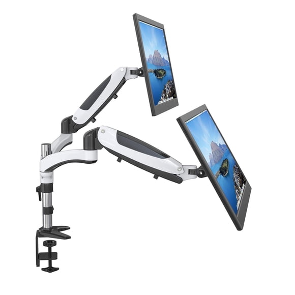 SHOPPINGALL Dual Monitor Mount-Monitor Stand Dual Gas Spring LCD Monitor Arm Desk Mount Monitor Stand for Two 15"-32" Monitors, B