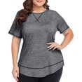 thumbnail image 1 of Timegard Womens Tops Plus Size Drop Shoulder Short Sleeve Blouse Casual Crewneck Loose Tops Summer, 1 of 5