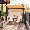 thumbnail image 2 of Outsunny Balançoire de Porche Couverte pour 2 Personnes, Balançoire de Patio avec Table Pivotante de Rangement, Porte-Gobelet et Auvent Supérieur Ajustable, Beige, 2 of 10