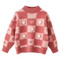 thumbnail image 1 of FAOWME Winter Thick Sweater Bulky Yarn Flower Loose Children Sweater Pink 5-6 Years, 1 of 8