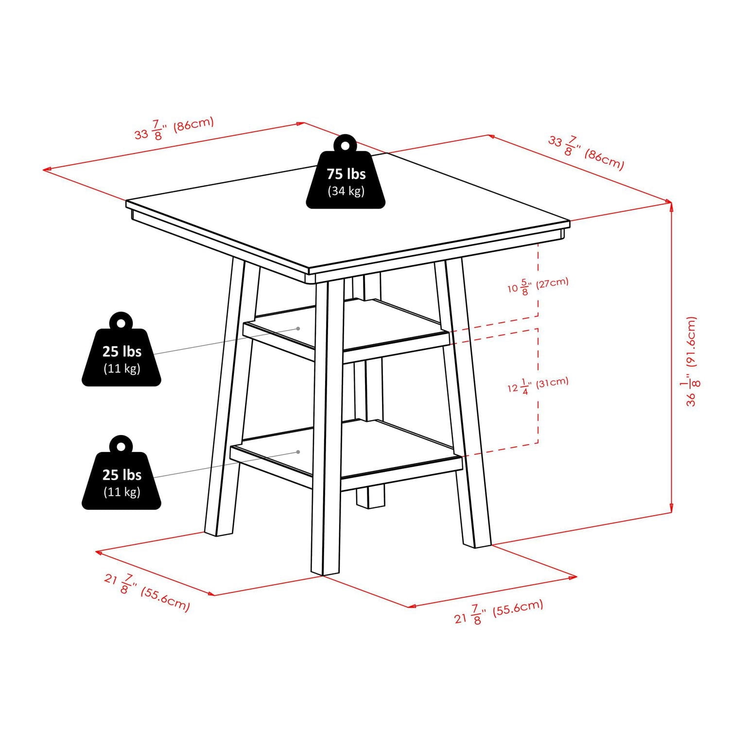 Ens. 3 pièces de table haute Orlando de Winsome - 94312