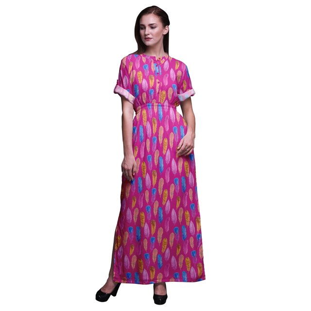 Bimba Robe Longue en Rayonne Colorée à Plumes pour Femmes Boho Plage Cocktail Fête Maxi Fendue-TG