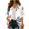 thumbnail image 1 of RXMEKW Chemise de Plage Décontractée à Manches 3/4 pour Femmes en Polyester, Cardigan de Plage pour le Printemps, Haut à Col Rond, 1 of 7