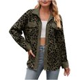 thumbnail image 1 of PEZHADA Womens Shacket Jacket New Leopard Print Button Long Sleeve Jacket Shirt Coat with Pocket Army Green, 1 of 6