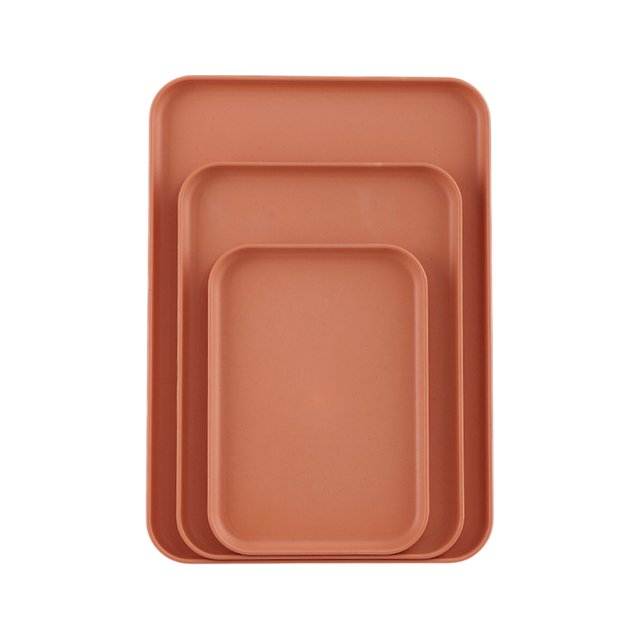 SDNall Rectangular Serving Trays, Set of 3 Nesting Household Platters for Small Plates, Large Cups, and Snacks, Durable and Easy To Clean
