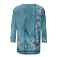 thumbnail image 5 of DPTALR T-shirt Imprimé pour Femmes Manches 3/4 Mi-Longues Blouse Col Rond Hauts Décontractés, 5 of 5