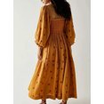 thumbnail image 4 of Kmbangi Robe Longue Décontractée d'Été pour Femme, Fleurs Brodées 3D, Encolure Carrée, Manches Bouffantes, Robe Mode Dos Nu, Robe Trapèze, 4 of 9