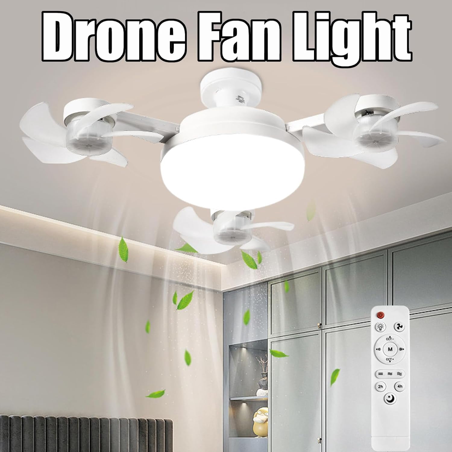 2025 Drone-Style Ceiling Fan With Lights – 60W Dimmable LED, 3 Wind Speeds, Remote Control (Black, Style B)