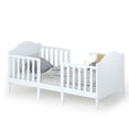 thumbnail image 1 of Gymax 2-in-1 Convertible Toddler Bed Kids Wooden Bedroom Furniture w/ Guardrails White, 1 of 9