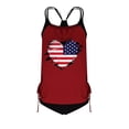 thumbnail image 4 of FAVIPT Plus Size Beach Tankini for Women USA Flag Heart Print Bathing Suit Modest Ruched Padded Swimwear Wine,XXXXL, 4 of 5