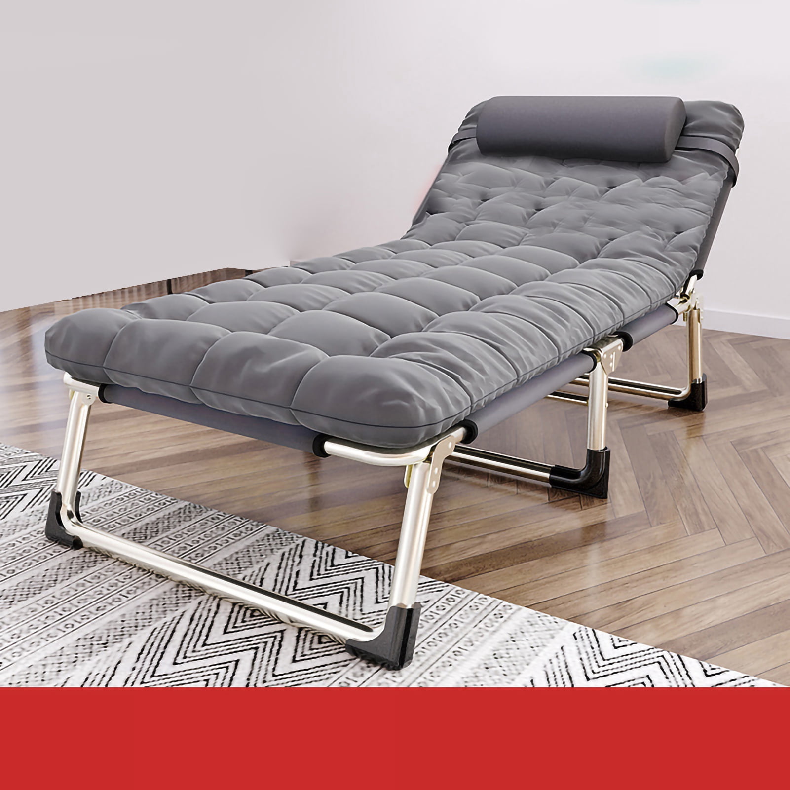 Lit Pliant une Personne Lit Pliant Chaise de Camping Lit Simple Fauteuil Inclinable Lit Pliant une Personne Chaise Longue Inclinable Pliante pour Camping Pause Déjeuner au Bureau Extérieur Urgence