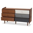 thumbnail image 2 of Bowery Hill Walnut Brown and Grey Finished Wood 6-Drawer Dresser, 2 of 9
