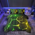 thumbnail image 1 of Erosebridal Abstract Ombre Bedding Full Size, Futuristic Striped Bed in a Bag Full size, Geometry Honeycomb Decor, Reversible, 1 of 5