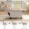 thumbnail image 4 of Fauteuil inclinable à oreilles avec boutons touffetés et accoudoirs roulés, fauteuil inclinable manuel avec coussin à ressorts et pieds en bois massif pour salon, blanc, 4 of 15