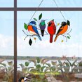 thumbnail image 2 of Suncatcher Window Hangings Multicolor Birds on a Wire Birds Stained Window Hangings Birds Pendant Ornaments for Windows Doors Garden Home Spring Decorations, 2 of 8