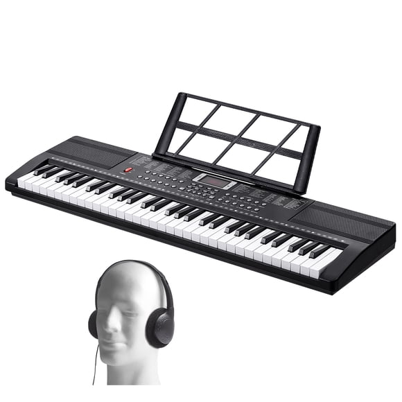 KFFKFF 61-Key Electric Keyboard, Featuring 200 Unique Sounds and Rhythms. This Compact Digital Piano Includes 60 Preloaded Songs, Integrated Dual Speakers, Headphones, a Microphone