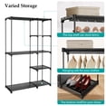 thumbnail image 3 of Metal Clothes Rack with 2 Hanging Rod and 4 Shelves, 45" Wide Portable Wardrobe Closet Organizer, Garment Rack Clothing Shelf, Black, 3 of 9