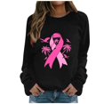thumbnail image 3 of QATAINLAV Chandail de Sensibilisation au Cancer du Sein Femmes Chemises Ruban Rose Décontracté Col Rond Chandail à Enfiler Hauts Extérieur Blouse à Manches Longues Rabais de 50 % Offres Aujourd'hui Noir TTG, 3 of 5