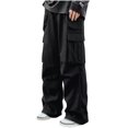 thumbnail image 1 of Dagugfen Cargo Pants for Men Elastic Waist Drawstring Outdoor Trainning Running Athletic Trousers Solid Color, 1 of 6
