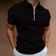 thumbnail image 2 of Hauts d'Été Chemises Habillées Noires pour Hommes Hommes Décontracté Uni Col Rabattu Chandail à Rayures Haute Élasticité Manches Courtes Blouse Extensible Chemises Untuckit,Noir,TTG, 2 of 8