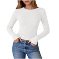 thumbnail image 1 of ShomPort Womens Lightweight Crop Tops Long Sleeve Crewneck Elastic Slim Pullover T-Shirts Solid Color Breathable Comfy Base Layer Blouses, 1 of 7