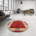 thumbnail image 3 of Ahgly Company Indoor Round Mid-Century Modern Red Oriental Area Rugs, 8' Round, 3 of 6