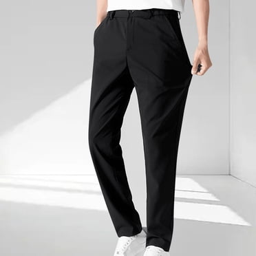 LOVZFMLL Pantalon pour Homme Pantalon pour Homme Été Décontracté Mince Couleur Unie Poche Bouton Soie Glacée Longueur Pantalon