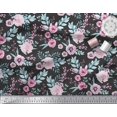 thumbnail image 3 of Soimoi Tissu en Toile Épaisse Noire Anémone & Fleur Rose Tissu Floral Imprimé au Mètre 58 Pouces de Large, 3 of 3