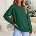 thumbnail image 2 of Chandails en Molleton Col en V pour Femmes Manches Longues Décontractées Tops Chandail Oversize, 2 of 5