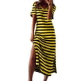 thumbnail image 1 of Tumotour Robe d'Été pour Femmes Robe Imprimée à Fleurs Robe à Manches Courtes Robe de Plage Décontractée Col Rond Longue Robe T-Shirt Voyage Vacances avec Poches, 1 of 4