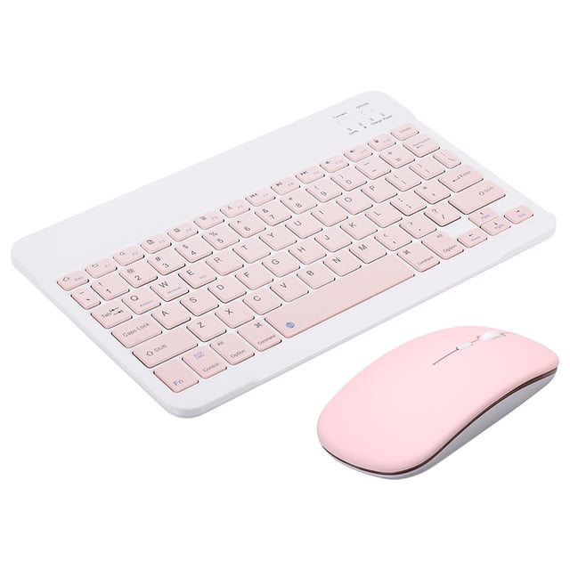 Amdohai Clavier et Souris Bluetooth Portables de 10 Pouces, Combo 78 Touches, Mini Clavier Rechargeable, Souris Réglable 3 Vitesses DPI, Grand Compatibilité, Rose
