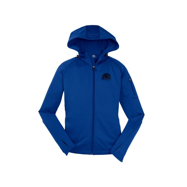 Gravity Outdoor Co. Womens Fleece Hooded Jacket - Black Logo - True Royal - 3XL