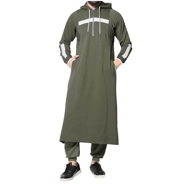 RKSTN Jackets for Men Mode Automne Nouvelle Robe à Manches Longues à Capuche avec Cordon de Serrage Rétro Rayée avec Poches Manteaux pour Hommes