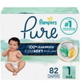 thumbnail image 1 of Pampers Pure Baby Diapers, Size 1 (8-14 lbs), 82, Up to 100% Leakproof, Premium Hypoallergenic Soft Diapers, 1 of 17