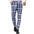 thumbnail image 1 of INSPIRE CHIC Men's Formal Color Block Slim Fit Flat Front Plaid Dress Pants 30 Navy Blue, 1 of 7