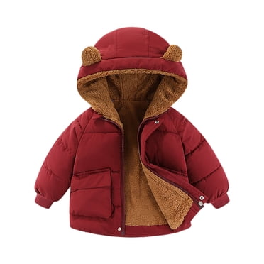 Liyamei Toddler Kids Infant Baby Boys Girls Winter Bear Ears Hooded Coat Jacket Thick Warm Outerwear Clothes Outfits Red 4-5 Years