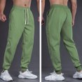thumbnail image 3 of Ceisia Men Solid Color Loose Casual Pants Elastic Waist Drawstring Sports Gift Work Trousers, 3 of 4