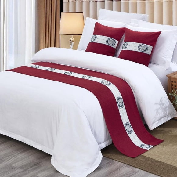 SXLXYOF Fashion Jacquard Bed Runner Scarves Microfiber No Fading Bed Scarf Hotel Home Bedspread Pillowcase Matching Cushion Set King Size Bedding Towel,A-2*Pillowcase