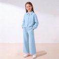 thumbnail image 1 of EGNMCR Long Sleeve Turndown Collar Set Children's Solid Color Long Sleeve Turn-Down Collar Button-Up Top With Elastic Waist And Pockets And Pants Set Girl polyester set, 1 of 8