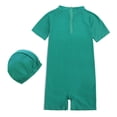 thumbnail image 2 of MIASHUI Boys Swimsuits One Piece Rash Guard Swimwear Zipper Bathing Suit with Hat Swimsuit Set,Green,7-8 Years, 2 of 8