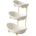 thumbnail image 1 of Siruishop Ceramic Fruit Bowl for Kitchen Counter Fruit Display Stand for Kitchen Snack Golden 3 Layer, 1 of 8