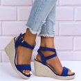 thumbnail image 4 of Espadrilles Compensées pour Femmes Plateforme Bride Croisée Boucle Cheville Bout Ouvert Sandales d'Été, 4 of 7